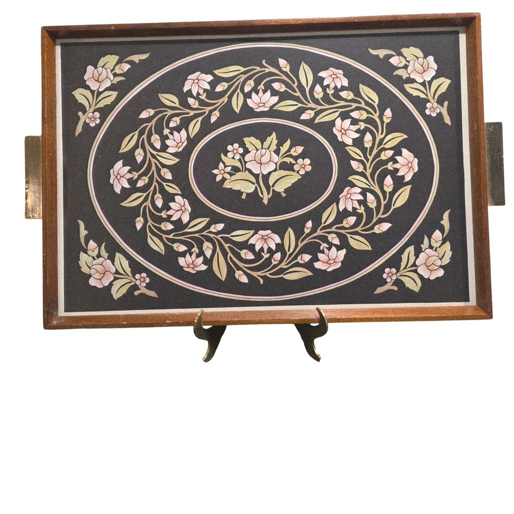 Taunton Vale Vintage Wood Floral Serving Tray English Vanity Decor 19in